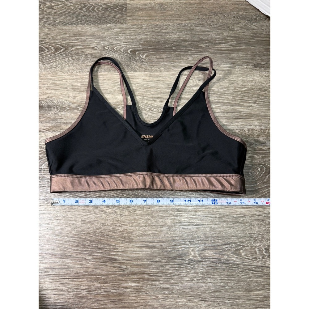 ENSMBL Womens Sports‎ Bra Black Rose Gold Metallic V-Neck Racerback M - Picture 2 of 7